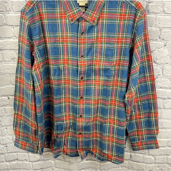L.L. Bean Flannel Plaid Long Sleeve Shirt Mens XXL Traditional Fit Red Blue - Picture 6 of 6